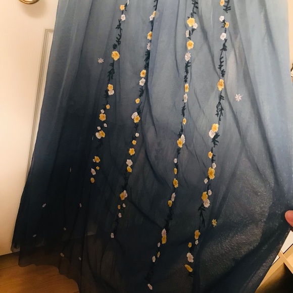 #034. French Connection tulle midi dress with floral embroidery - Picture 13 of 15